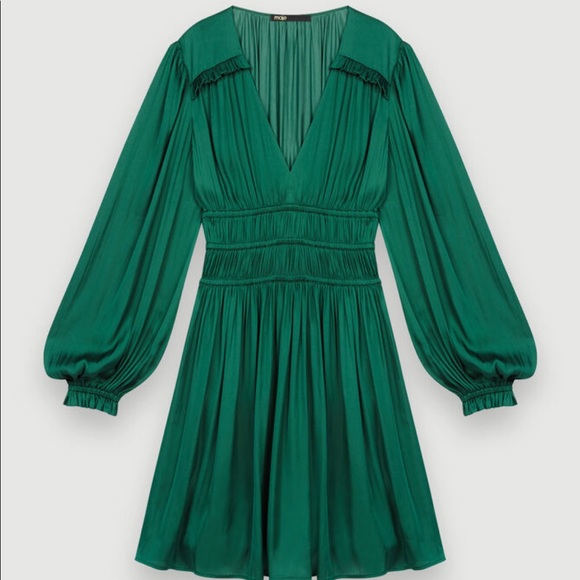 Maje green satin dress size 38 (us 6) - Picture 2 of 5
